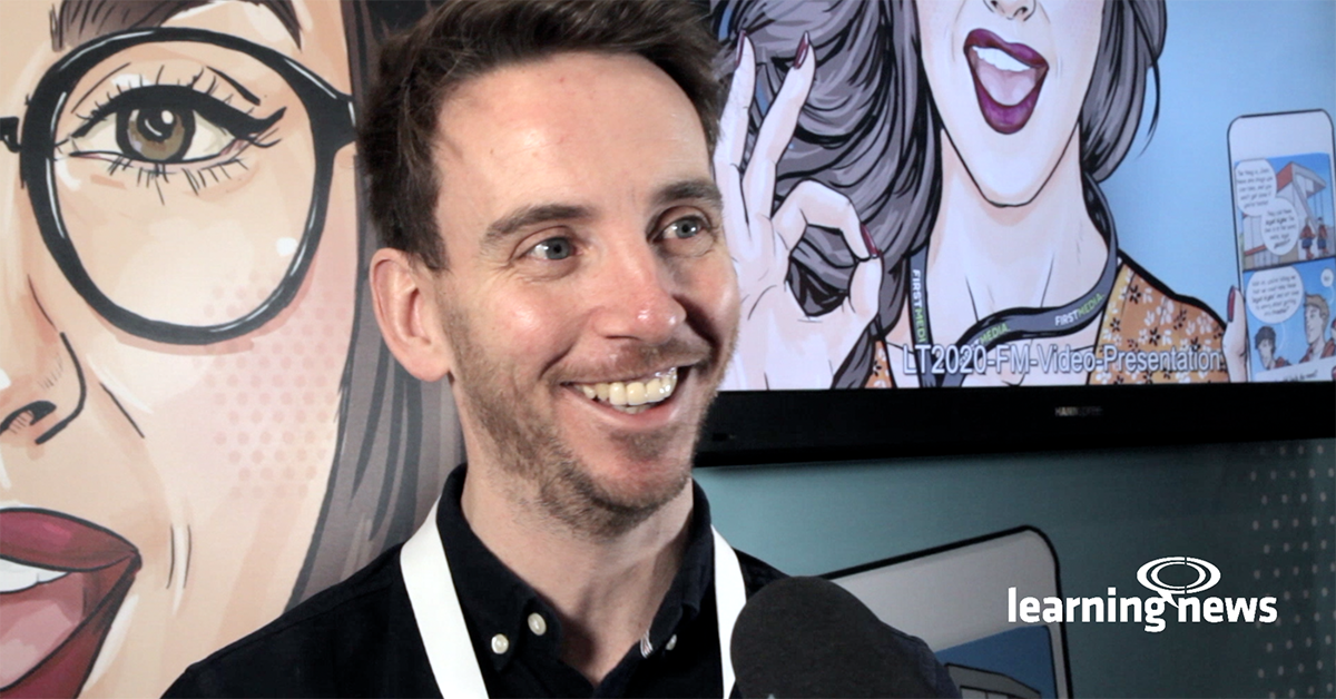Shane Traill, Director, First Media Solutions, in discussion with Learning News at Learning Technologies 2020